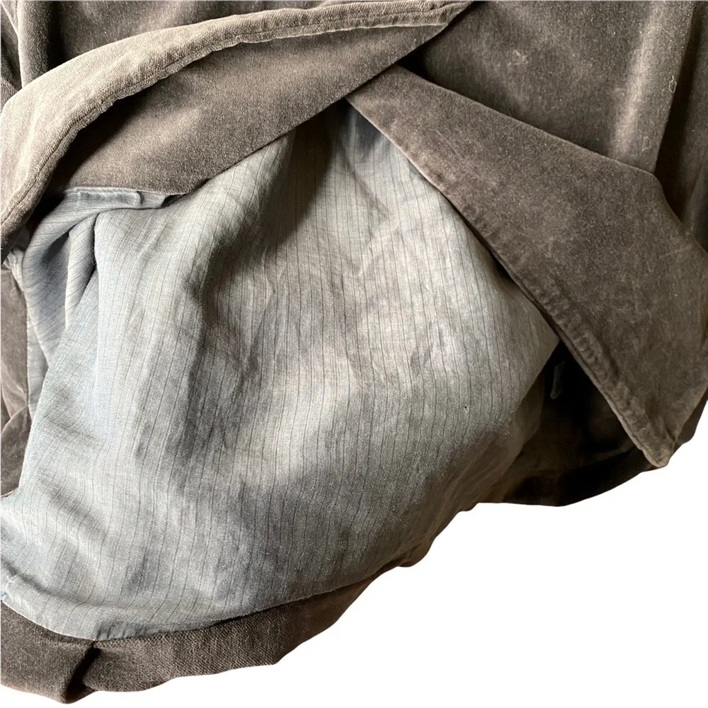 Splendid Grey Black Velvet Silk Swing Jacket Peacoat Peter Pan Collar Me… - Picture 8 of 9